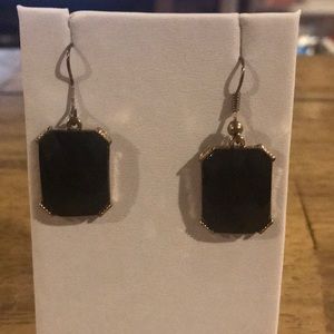 Black and Gold Rectangle Earrings